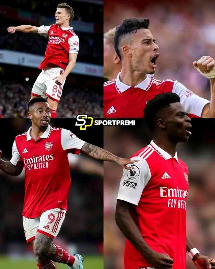 🇧🇷 Gabriel Martinelli - 15 goals 🇳🇴 Martin Odegaard - 14 goals 🏴󠁧󠁢󠁥󠁮󠁧󠁿 Bukayo Saka - 13 goals 🇧🇷 Gabriel Jesus - 10 goals   Arsenal are the first and only te | MirrorLog