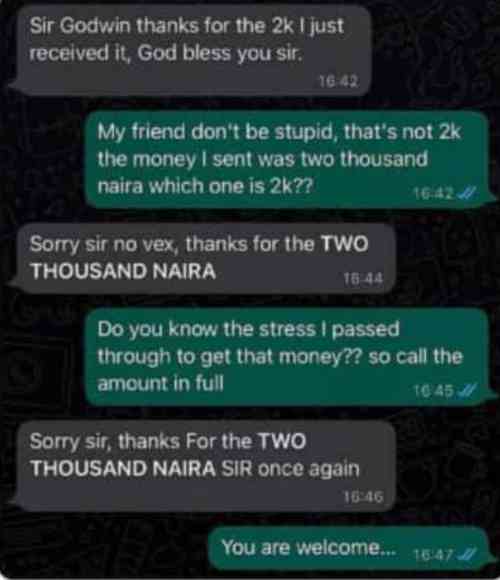 The thanks is not acceptable, he should use "Thank you". Also he needs