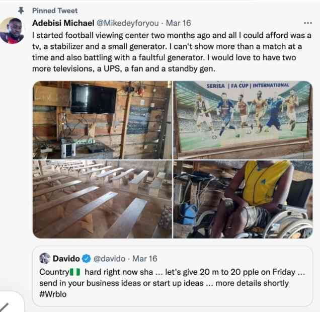 DAVIDO REACTS TO PHYSICALLY CHALLENGED MAN’S “X” COMMENT | MirrorLog