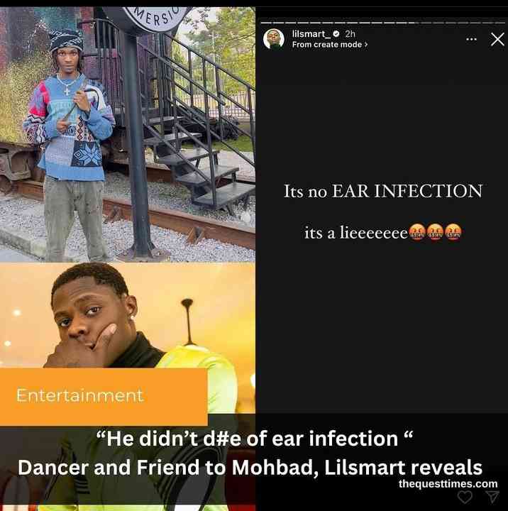 A friend and dancer to mohbad lilsmart has revealed that it wasn't ear infection that caused the dismise of music artist mohbad | MirrorLog