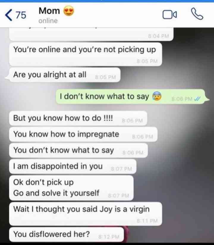 Mom's reaction when she heard that her son got a girl pregnant. Read full gist 👇🏼👇🏼 | MirrorLog