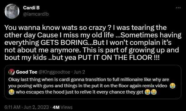 Cardi B “Having everything gets boring. I miss my old life.” | MirrorLog